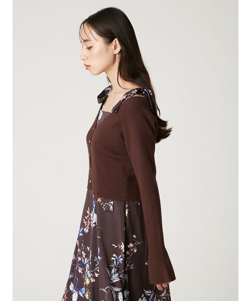 FRAY I.D（フレイアイディー）の「クロップドリブニットカーディガン（カーディガン/ボレロ・レディース・ホワイト/ブラウン/レッド/ブラック・F）」の14枚目の写真