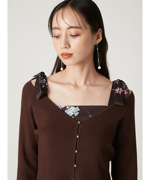 FRAY I.D（フレイアイディー）の「クロップドリブニットカーディガン（カーディガン/ボレロ・レディース・ホワイト/ブラウン/レッド/ブラック・F）」の15枚目の写真