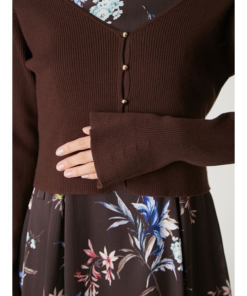 FRAY I.D（フレイアイディー）の「クロップドリブニットカーディガン（カーディガン/ボレロ・レディース・ホワイト/ブラウン/レッド/ブラック・F）」の16枚目の写真