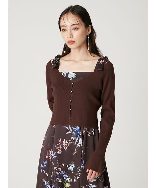 FRAY I.D（フレイアイディー）の「クロップドリブニットカーディガン（カーディガン/ボレロ・レディース・ホワイト/ブラウン/レッド/ブラック・F）」の19枚目の写真