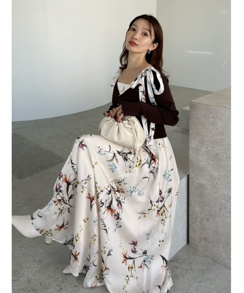 FRAY I.D（フレイアイディー）の「クロップドリブニットカーディガン（カーディガン/ボレロ・レディース・ホワイト/ブラウン/レッド/ブラック・F）」の9枚目の写真