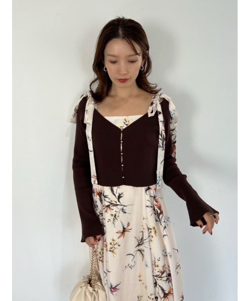 FRAY I.D（フレイアイディー）の「クロップドリブニットカーディガン（カーディガン/ボレロ・レディース・ホワイト/ブラウン/レッド/ブラック・F）」の10枚目の写真