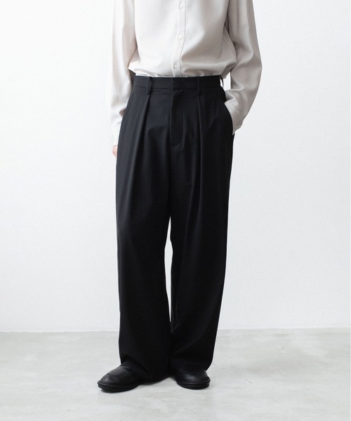 ATTACHMENT（アタッチメント）の「WO/TA ストレッチトロ 1タック ワイドトラウザーズ / WO/TA STRETCH TRO 1TUCK WIDE TROUSERS（スラックス・メンズ・ブラック/グレー/ダークグレー・3/2/1）」の5枚目の写真
