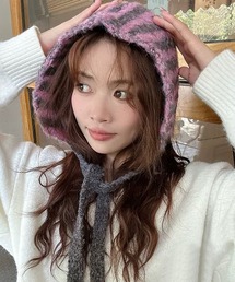 shopnikoniko | ボーダー柄 紐付き ニットイヤーマフ(イヤーマフ)