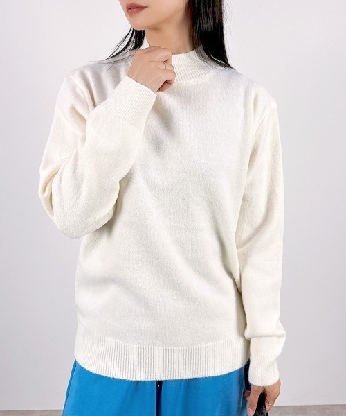 CLOTHY(クロシィ)の「【シンプルながらも上品◎どんなコーデにもはまる万能タイプ】ハイゲージハイネックニットトップス(ニット/セーター・レディース・オフホワイト/ブラック・FREE)」の16枚目の写真