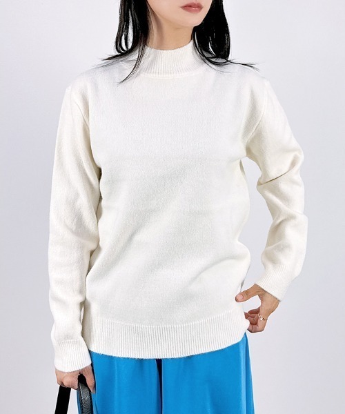 CLOTHY(クロシィ)の「【シンプルながらも上品◎どんなコーデにもはまる万能タイプ】ハイゲージハイネックニットトップス(ニット/セーター・レディース・オフホワイト/ブラック・FREE)」の17枚目の写真