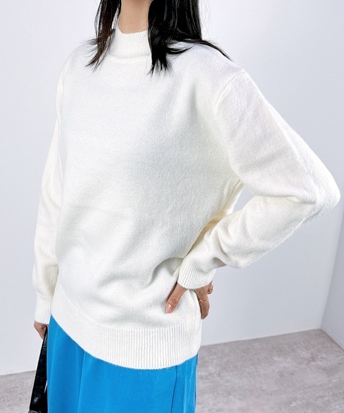CLOTHY(クロシィ)の「【シンプルながらも上品◎どんなコーデにもはまる万能タイプ】ハイゲージハイネックニットトップス(ニット/セーター・レディース・オフホワイト/ブラック・FREE)」の18枚目の写真