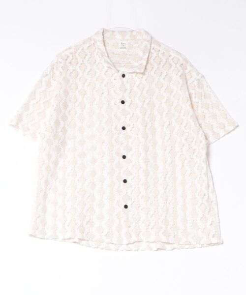 Revo.(レボ)の「【Revo./レヴォ】クロシェライクパターン SSシャツ(シャツ/ブラウス・メンズ・ベージュ/オフホワイト/ブラック・M/L)」の2枚目の写真