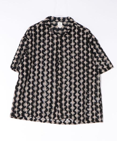 Revo.(レボ)の「【Revo./レヴォ】クロシェライクパターン SSシャツ(シャツ/ブラウス・メンズ・ベージュ/オフホワイト/ブラック・M/L)」の3枚目の写真
