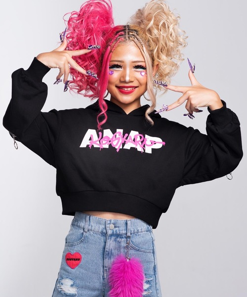 KOGYARU×ANAP ジップ付クロップド スウェットパーカー（パーカー