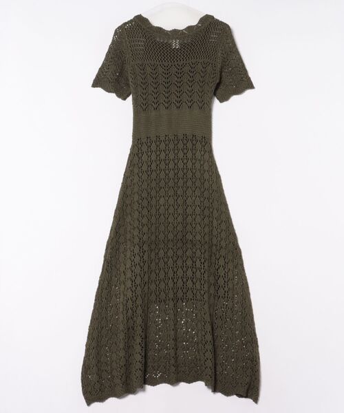 Cielo(シエロ)の「【Cielo/シエロ】CROCHET flare onepiece / クロシェ フレアワンピース(ワンピース・レディース・カーキ/ホワイト/ブラウン・FREE)」の4枚目の写真