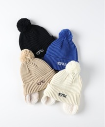 Right-on | 【Refurbish】耳付きボンボンニットワッチ (子供用 / ボア付き / 冬の必需品)(ニットキャップ/ビーニー)