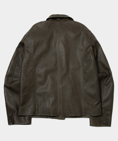 PLACE STUDIO(プレイススタジオ)の「ヴィンテージシェイプスリムラインクロップウォッシングレザージャケット_2COLOR(ライダースジャケット・レディース・ブラウン/ブラック・FREE)」の3枚目の写真