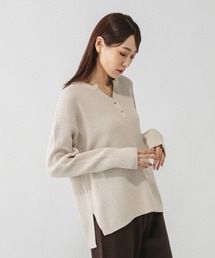 GLOBAL WORK | 毛玉になりにくいキーネック/579675(ニット/セーター)