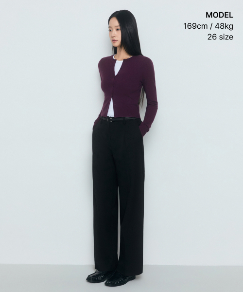 MUSINSA STANDARD WOMAN（ムシンサスタンダードウーマン）の「レディースウエストバンドレスワイドスラックス[ブラック]（スラックス・レディース・その他・31/24/25/26/27/28/34/32/30/29）」の4枚目の写真