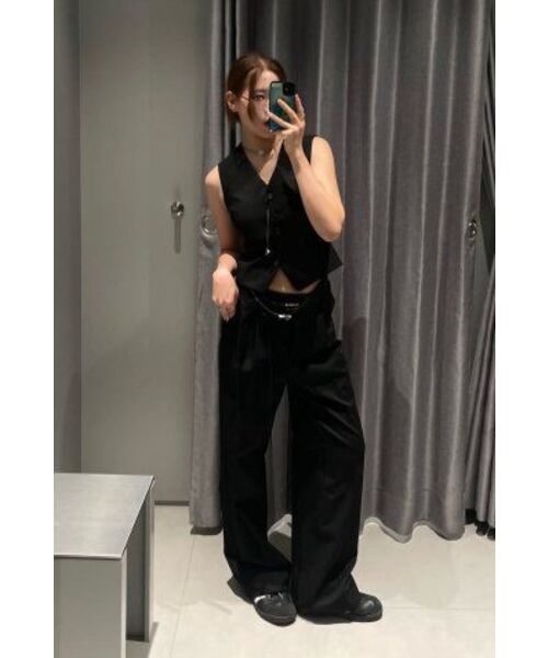 MUSINSA STANDARD WOMAN（ムシンサスタンダードウーマン）の「レディースウエストバンドレスワイドスラックス[ブラック]（スラックス・レディース・その他・31/24/25/26/27/28/34/32/30/29）」の18枚目の写真