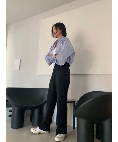 MUSINSA STANDARD WOMAN（ムシンサスタンダードウーマン）の「レディースウエストバンドレスワイドスラックス[ブラック]（スラックス・レディース・その他・31/24/25/26/27/28/34/32/30/29）」の15枚目の写真