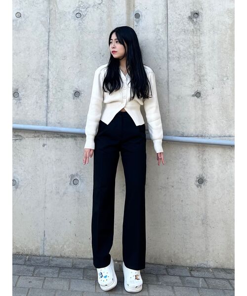 MUSINSA STANDARD WOMAN（ムシンサスタンダードウーマン）の「レディースウエストバンドレスワイドスラックス[ブラック]（スラックス・レディース・その他・31/24/25/26/27/28/34/32/30/29）」の9枚目の写真