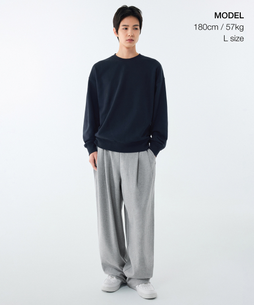 MUSINSA STANDARD（ムシンサスタンダード）の「オーバーサイズスウェットシャツ[ネイビー]（スウェット・メンズ・その他・SMALL/MEDIUM/LARGE/X-LARGE/XX-LARGE/XXX-LARGE）」の2枚目の写真