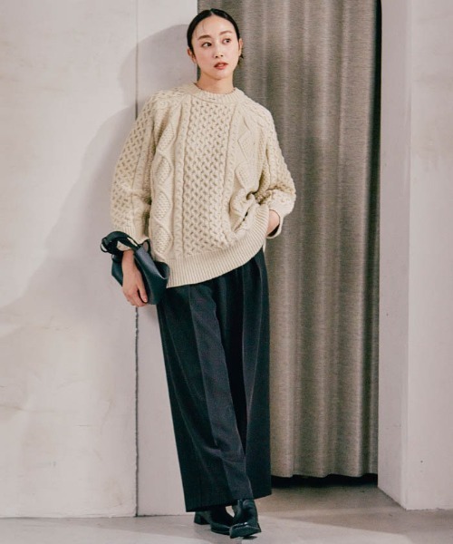 aquagarage（アクアガレージ）の「ケーブル編みニットトップス（ニット/セーター・レディース・ベージュ/ブラウン系その他・FREE）」の12枚目の写真