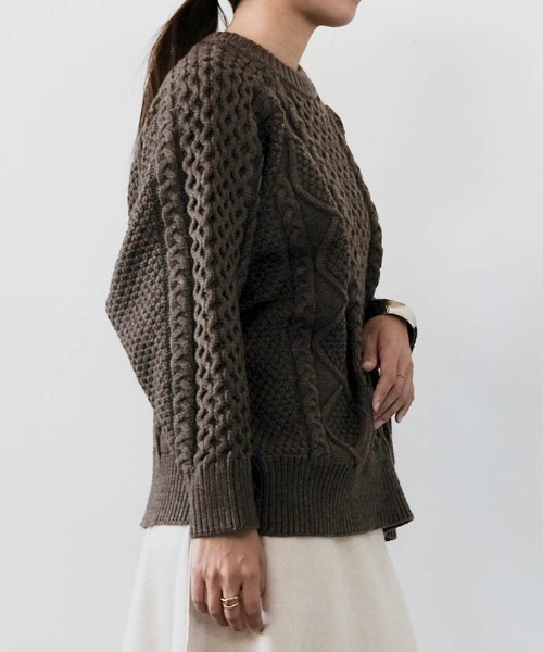 aquagarage（アクアガレージ）の「ケーブル編みニットトップス（ニット/セーター・レディース・ベージュ/ブラウン系その他・FREE）」の16枚目の写真