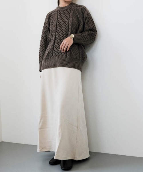aquagarage（アクアガレージ）の「ケーブル編みニットトップス（ニット/セーター・レディース・ベージュ/ブラウン系その他・FREE）」の3枚目の写真