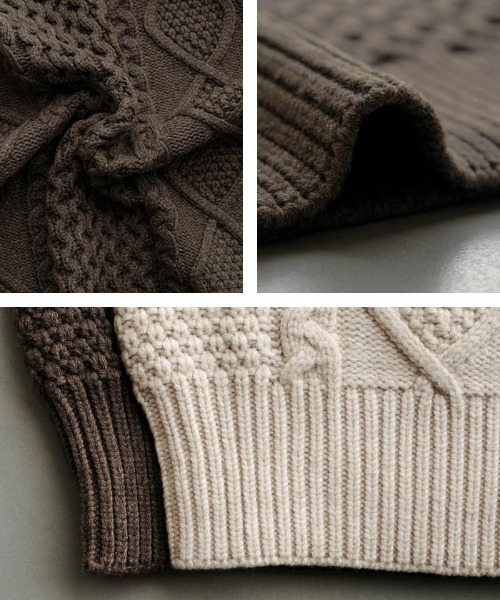 aquagarage（アクアガレージ）の「ケーブル編みニットトップス（ニット/セーター・レディース・ベージュ/ブラウン系その他・FREE）」の7枚目の写真