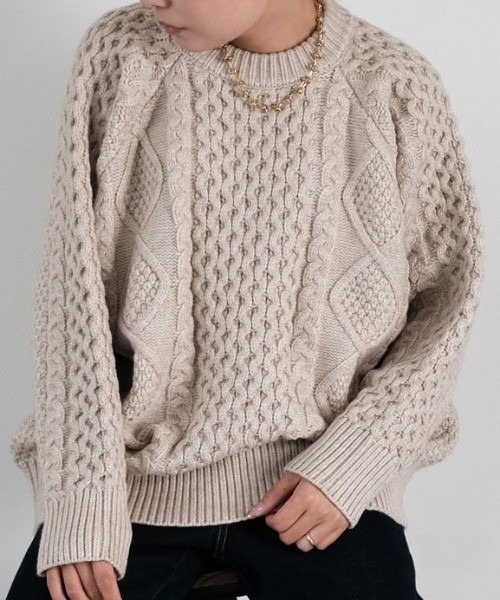 aquagarage（アクアガレージ）の「ケーブル編みニットトップス（ニット/セーター・レディース・ベージュ/ブラウン系その他・FREE）」の18枚目の写真
