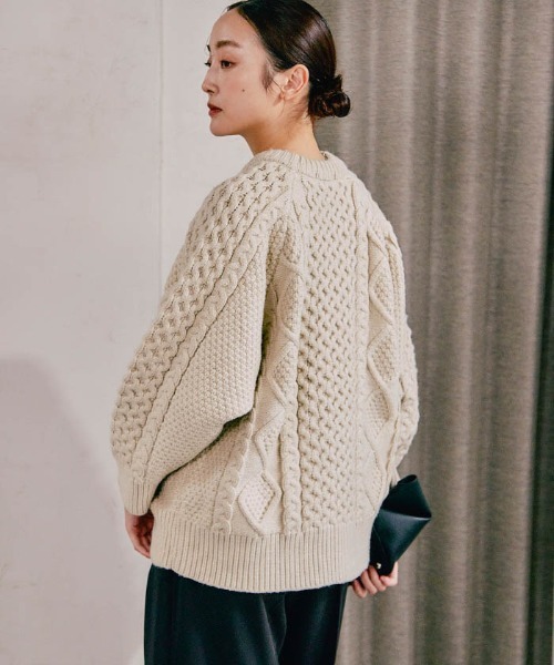 aquagarage（アクアガレージ）の「ケーブル編みニットトップス（ニット/セーター・レディース・ベージュ/ブラウン系その他・FREE）」の19枚目の写真