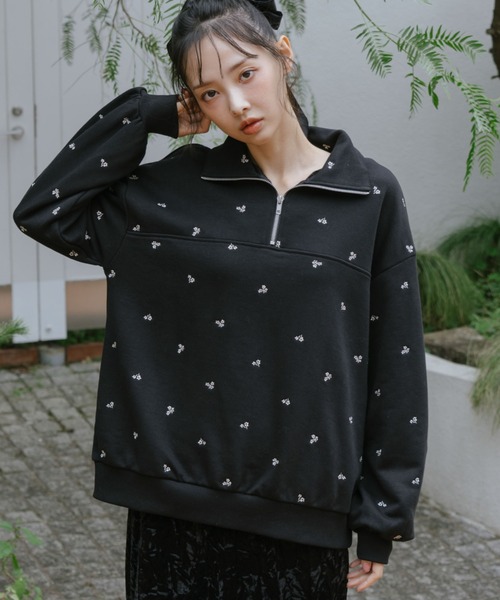 セール】小花柄刺繍ハーフzipスウェット（スウェット）｜archives
