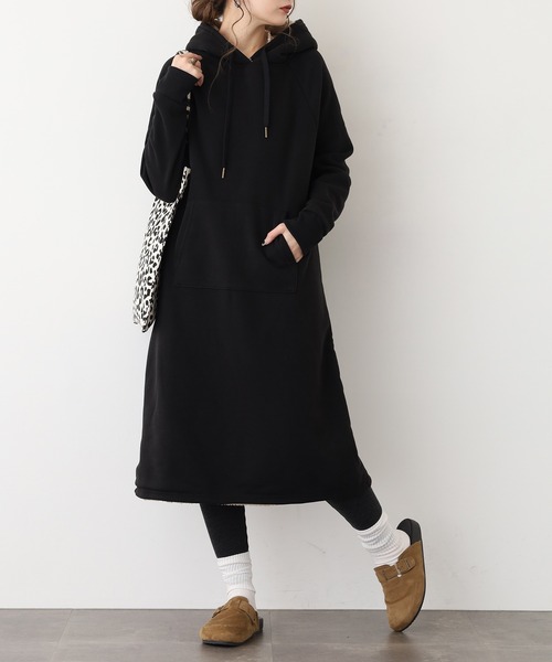 再値下げ！ABATHINGAPE パーカーワンピース セール】裏ボアパーカーワンピース（ワンピース）｜atONE（アットワン