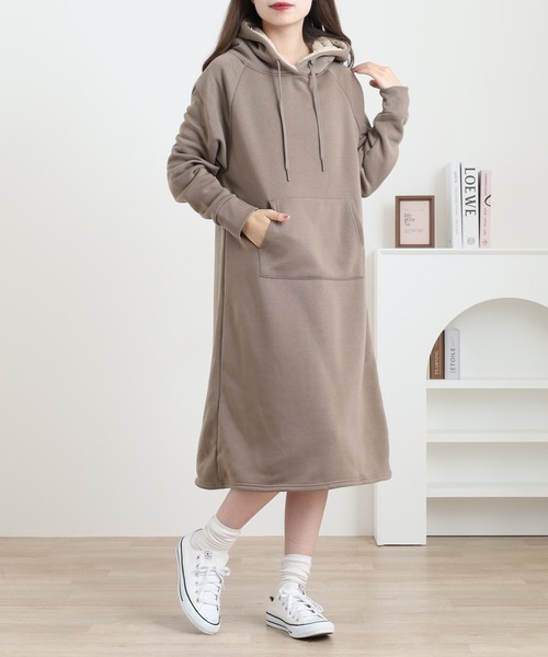 裏ボアパーカーワンピース（ワンピース）｜atONE（アットワン）の