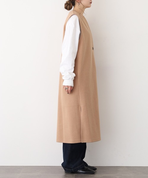 EGLANTINE(エグランティーヌ)の「EGLANTINE フェイクウールジレ(ベスト・レディース・キャメル/カーキ/サンドベージュ・40)」の8枚目の写真