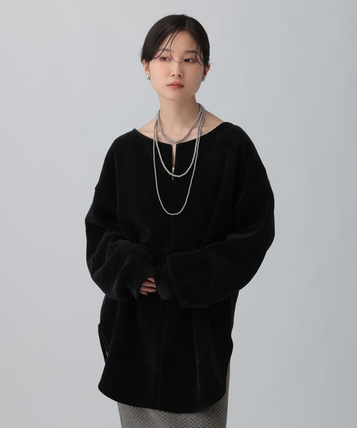 LEPSIM（レプシィム）の「ZIPモールラウンドチュニック　613879（Tシャツ/カットソー・レディース・ブラック/レッド系その他/ライトグリーン・FREE）」の4枚目の写真