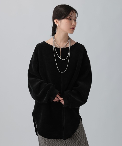 LEPSIM（レプシィム）の「ZIPモールラウンドチュニック　613879（Tシャツ/カットソー・レディース・ブラック/レッド系その他/ライトグリーン・FREE）」の5枚目の写真