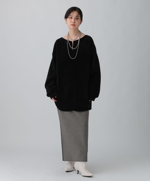 LEPSIM（レプシィム）の「ZIPモールラウンドチュニック　613879（Tシャツ/カットソー・レディース・ブラック/レッド系その他/ライトグリーン・FREE）」の7枚目の写真