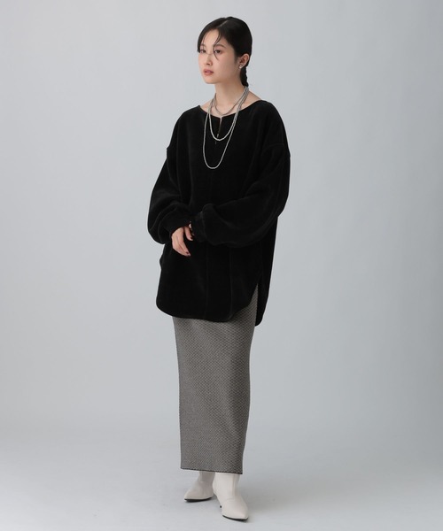 LEPSIM（レプシィム）の「ZIPモールラウンドチュニック　613879（Tシャツ/カットソー・レディース・ブラック/レッド系その他/ライトグリーン・FREE）」の8枚目の写真