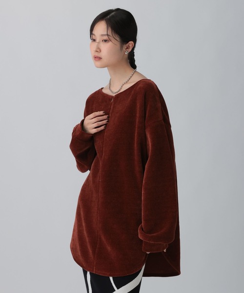 LEPSIM（レプシィム）の「ZIPモールラウンドチュニック　613879（Tシャツ/カットソー・レディース・ブラック/レッド系その他/ライトグリーン・FREE）」の11枚目の写真