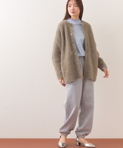 OMNES（オムネス）の「フェザーヤーンダブルフェイスニットカーディガン（カーディガン/ボレロ・レディース・ベージュ/グレー・FREE）」の10枚目の写真