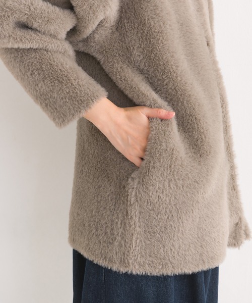 OMNES（オムネス）の「フェザーヤーンダブルフェイスニットカーディガン（カーディガン/ボレロ・レディース・ベージュ/グレー・FREE）」の13枚目の写真