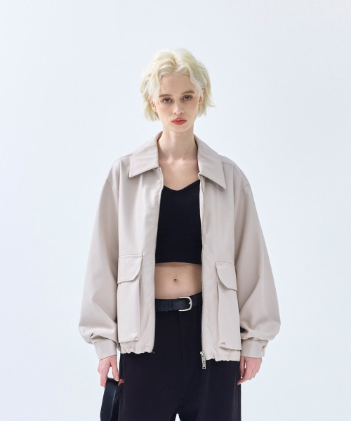 86-IRO086 [リニューアル] クルエルティフリー シングルカラー レザー ジャケット アイボリー