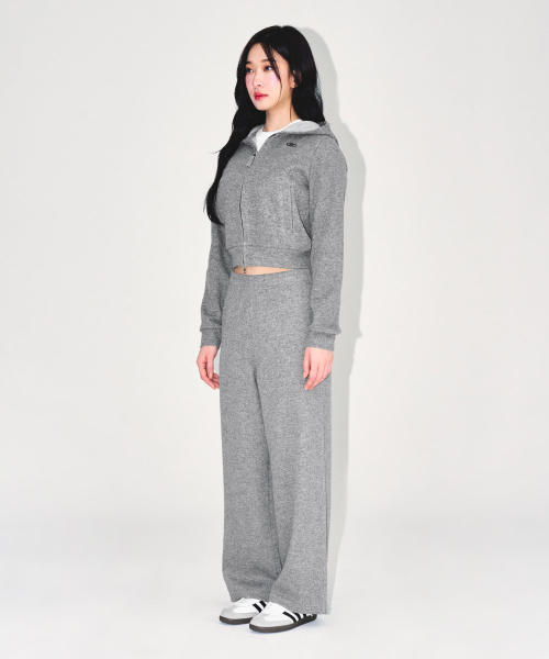 BORN TO WIN（ボーントゥウィン）の「W KNIT LIKE SEMI CROP HOODIE ZIP-UP [MELANGE GREY]（ジャージ・レディース・その他・1/2）」の4枚目の写真