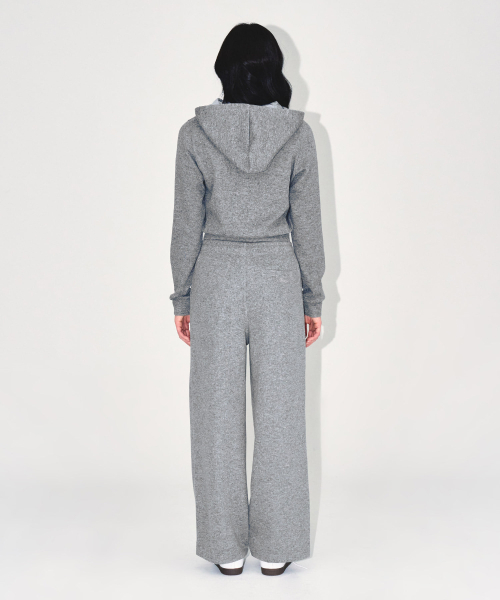 BORN TO WIN（ボーントゥウィン）の「W KNIT LIKE SEMI CROP HOODIE ZIP-UP [MELANGE GREY]（ジャージ・レディース・その他・1/2）」の5枚目の写真
