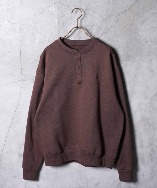 jiggys shop(ジギーズショップ)の「裏起毛 ヘンリーネック ワンポイント刺繍 スウェット トレーナー(スウェット・メンズ・ネイビー/ブラウン/グレー/ホワイト/ブラック・LARGE/MEDIUM/X-LARGE)」の9枚目の写真