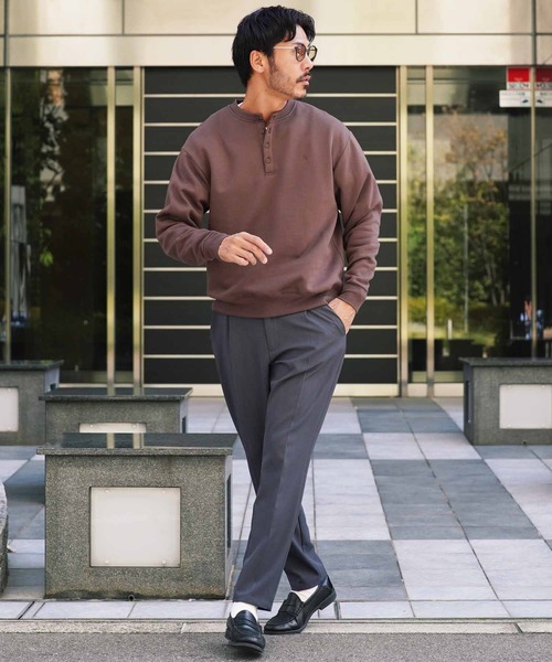 jiggys shop(ジギーズショップ)の「裏起毛 ヘンリーネック ワンポイント刺繍 スウェット トレーナー(スウェット・メンズ・ネイビー/ブラウン/グレー/ホワイト/ブラック・LARGE/MEDIUM/X-LARGE)」の8枚目の写真