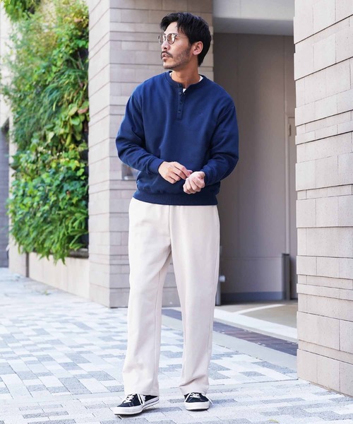 jiggys shop(ジギーズショップ)の「裏起毛 ヘンリーネック ワンポイント刺繍 スウェット トレーナー(スウェット・メンズ・ネイビー/ブラウン/グレー/ホワイト/ブラック・LARGE/MEDIUM/X-LARGE)」の6枚目の写真