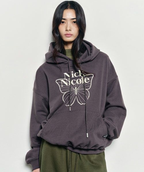 NICK&NICOLE(ニックアンドニコール)の「BUTTERFLY SIGNATURE HOODIE_CHARCOAL CREAM(パーカー・レディース・その他・FREE)」の1枚目の写真