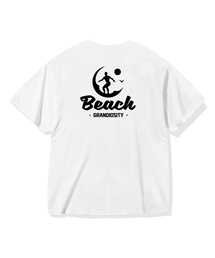 ビーチグラフィックオーバーサイズ半袖Tシャツ（ホワイト）