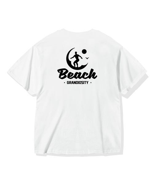 GRANDIOSITY(グランディオシティ)の「ビーチグラフィックオーバーサイズ半袖Tシャツ(ホワイト)(Tシャツ/カットソー・メンズ・その他・FREE)」の1枚目の写真