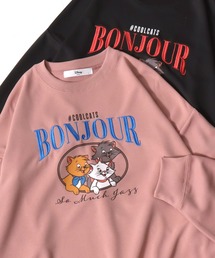 2026SS Disney/ディズニー リロ・アンド・スティッチ/おしゃれキャットマリー オーバーサイズ スウェットトレーナー